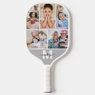 Photo Collage Monogram Picture Pickleball Paddle