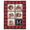 Photo Collage Monogram Red Black Buffalo Plaid
