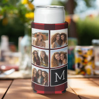 Photo Collage - Monogram Red Black Buffalo Plaid