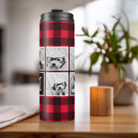 Photo Collage - Monogram Red Black Buffalo Plaid
