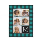 Photo Collage - Monogram Teal Black Buffalo Plaid