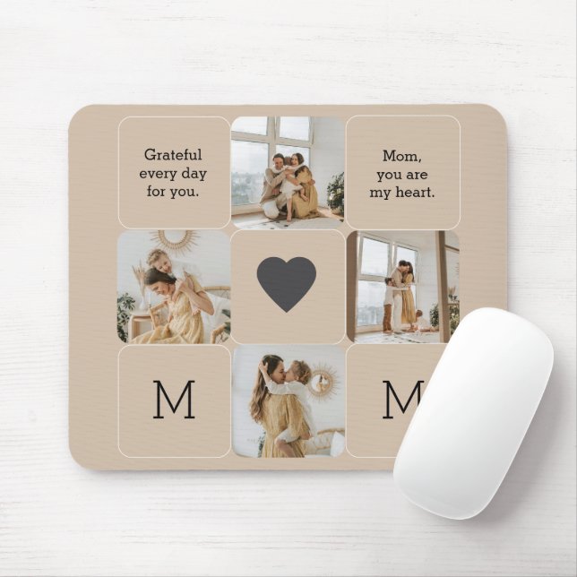 Photo Collage Mousepad with Custom Message for Mum (With Mouse)