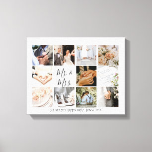 Photo Collage Newlyweds Create Your Own Modern Canvas Print