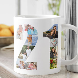 Photo Collage Number 21 - 21st Birthday Large Coffee Mug