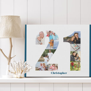 Photo Collage Number 21 Custom 21st Birthday Faux Canvas Print