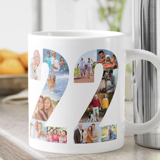 Photo Collage Number 22 - 22nd Birthday Gift Large Coffee Mug (Creator Uploaded)
