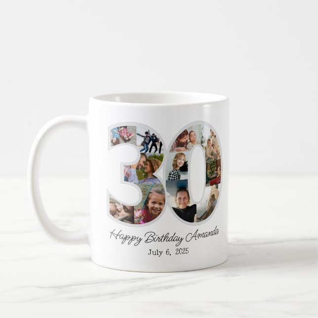 Photo Collage Number 30 - 30th Birthday Coffee Mug (Left)