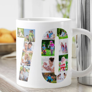 Photo Collage Number 70 - 70th Birthday Large Coffee Mug