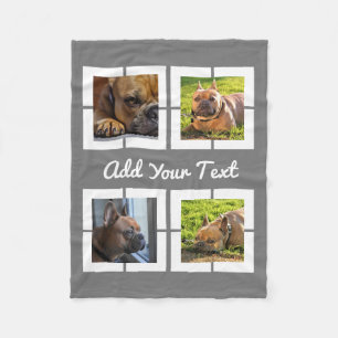 photo collage on grey add your name or text fleece blanket