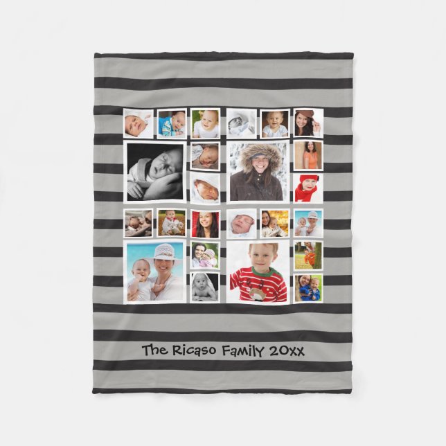 Photo Collage One of a Kind Personalised Custom Fleece Blanket (Front)