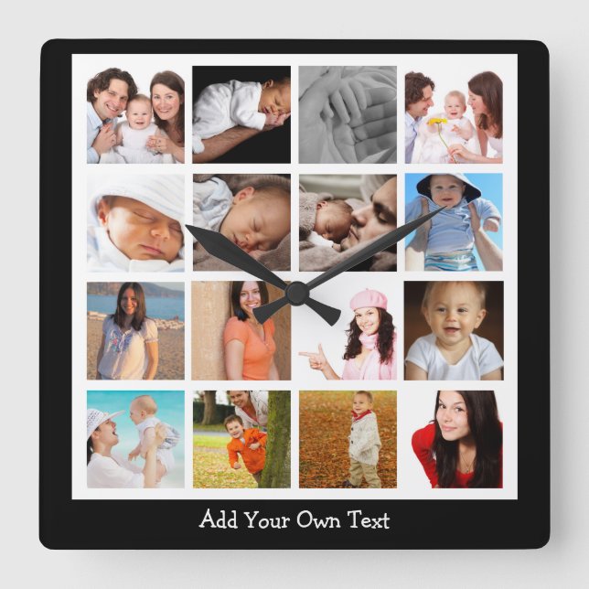 Photo Collage One Of A Kind Personalized Square Wall Clock (Front)