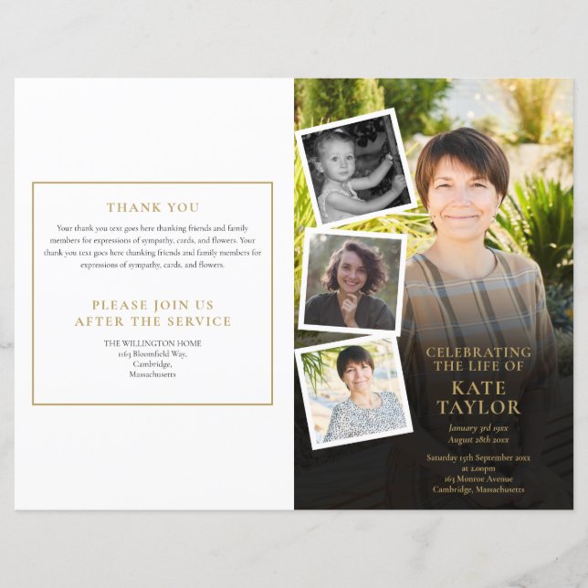 Photo Collage Order Of Service Funeral Program (Front)