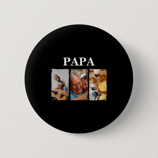Photo Collage Papa D Gift  6 Cm Round Badge (Front)