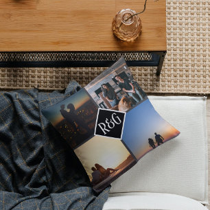 Photo Collage Personalised 4 Photo Monogram Cushion
