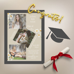 Photo Collage Personalised 4 Pictures Graduation Announcement