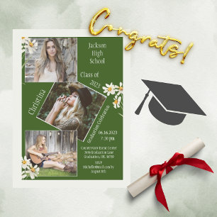 Photo Collage Personalised 4 Pictures Green Announcement