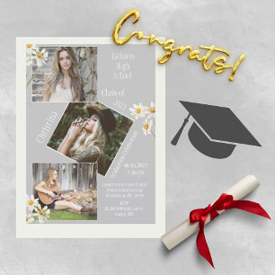 Photo Collage Personalised 4 Pictures Grey Announcement