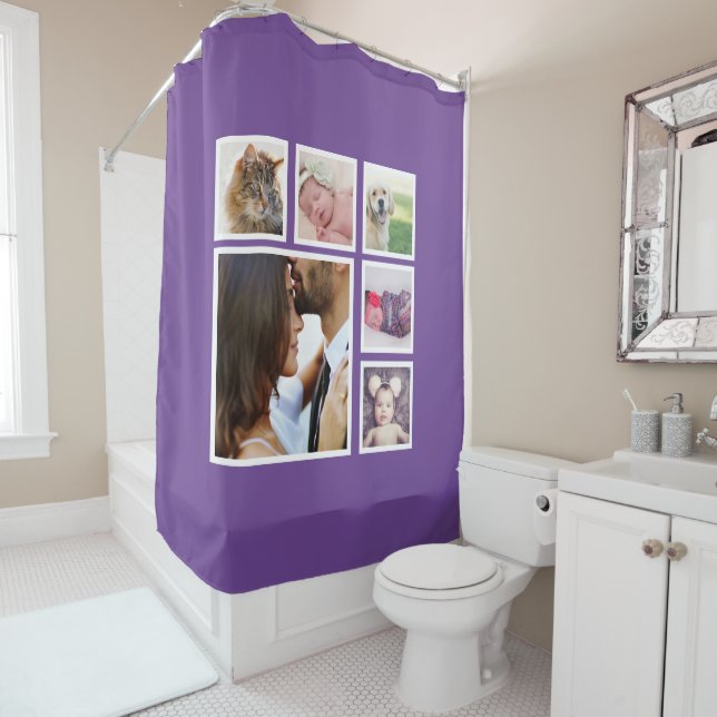 Photo Collage Personalised 6 Photo Template Shower Curtain (In Situ)