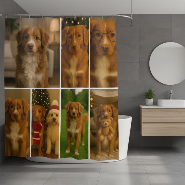 Photo Collage Personalised 7 Photo Template Shower Curtain (Photo Collage Personalized 7 Photo Template Shower Curtain by Ricaso. Upload own photos or artwork)