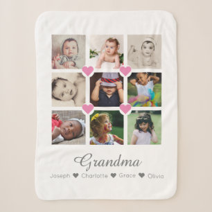 Photo Collage Personalised 9 Photos With Hearts Sherpa Blanket