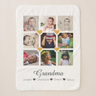 Photo Collage Personalised 9 Photos With Hearts Sherpa Blanket