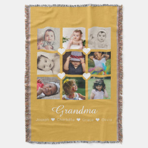 Photo Collage Personalised 9 Photos With Hearts Throw Blanket