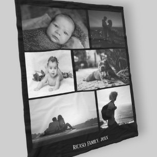 Photo Collage Personalised DIY Custom 6 Photo Fleece Blanket