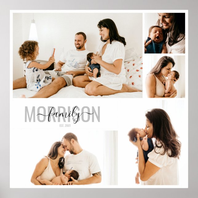Photo Collage Personalised Family Name  Poster (Front)