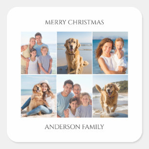 Photo Collage Personalised Merry Christmas  Square Sticker