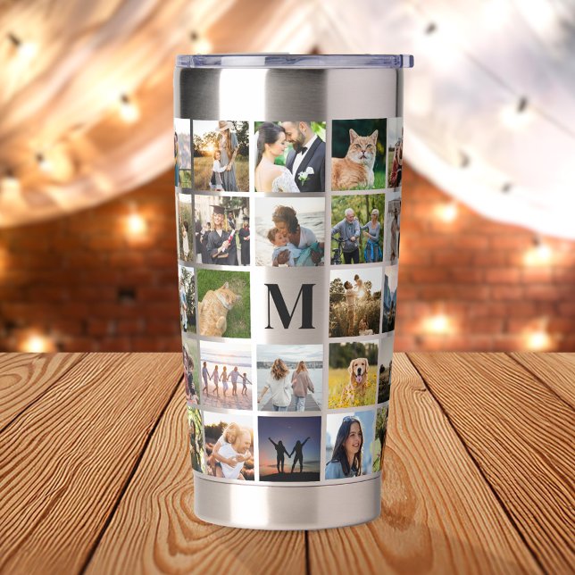 Photo Collage Personalised Monogram Insulated Tumbler (Creator Uploaded)