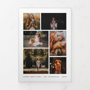 Photo Collage Personalised New Year Newsletter Tri-Fold Holiday Card