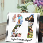 Photo Collage Personalised Number 21 Birthday Plaque<br><div class="desc">21st Birthday Plaque - personalised with a photo collage of your favourite photos and custom text. The photo template is set up ready for you to add your photos, which will be displayed in the shape of a number 21. The wording, which currently reads "Congratulations [name]!" can also be customised....</div>