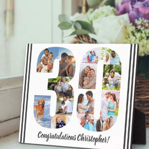 Photo Collage Personalised Number 30 Birthday Plaque