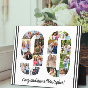 Photo Collage Personalised Number 90 Birthday Plaque