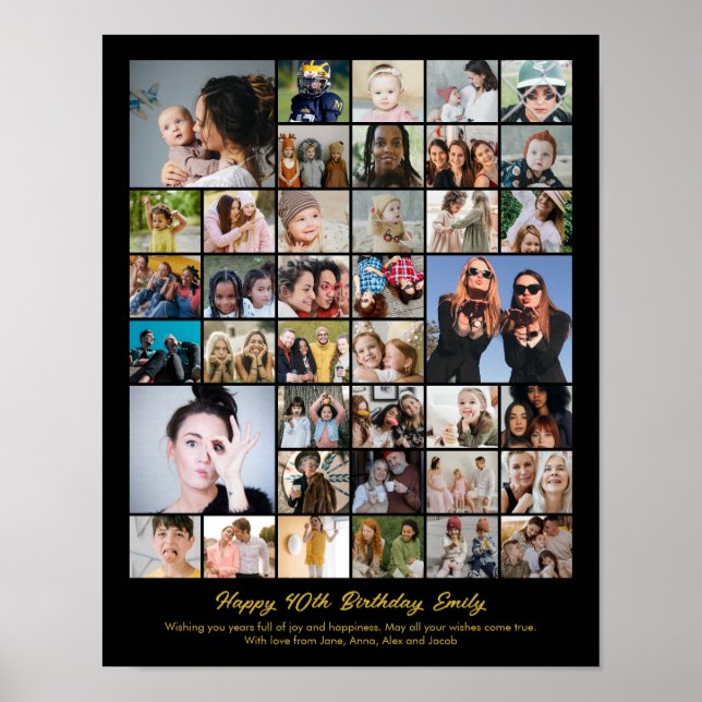Photo Collage Personalised Picture Mosaic Gift Poster (Front)