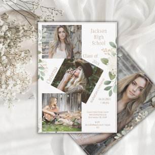 Photo Collage Personalized 4 Photo Graduation Announcement