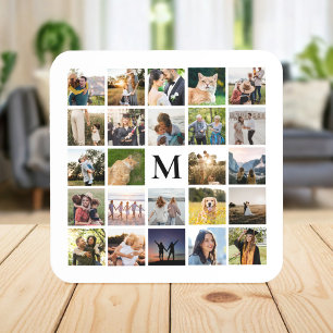 Photo Collage Personalized Monogram Coaster