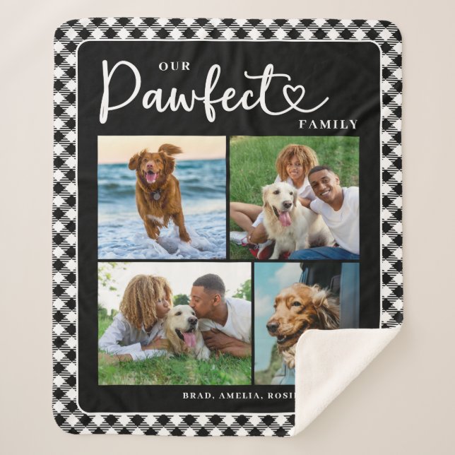 Photo Collage Pet Family Sherpa Blanket (Front)