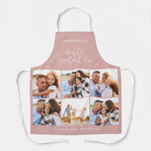 Photo collage pink girly modern mum mothers day apron