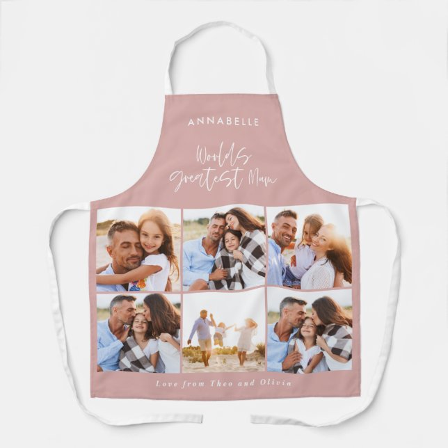 Photo collage pink girly modern mum mothers day apron (Front)