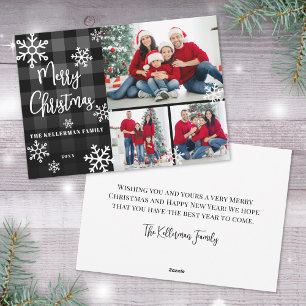 Photo Collage Plaid Merry Christmas Holiday Card