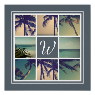 Photo collage poster print with custom monogram