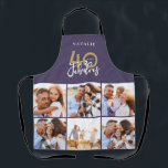 Photo collage purple and gold 40th birthday apron<br><div class="desc">Photo collage purple and gold 40th birthday modern typography design.</div>