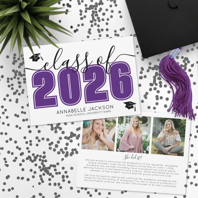 Photo Collage Purple Graduation Announcement (Photo Collage Purple Graduation Announcement)