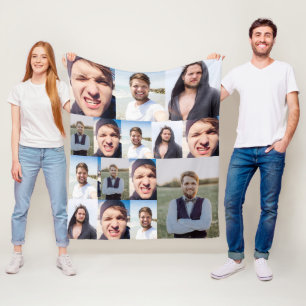 Photo Collage Put Your Face On a Fleece Blanket