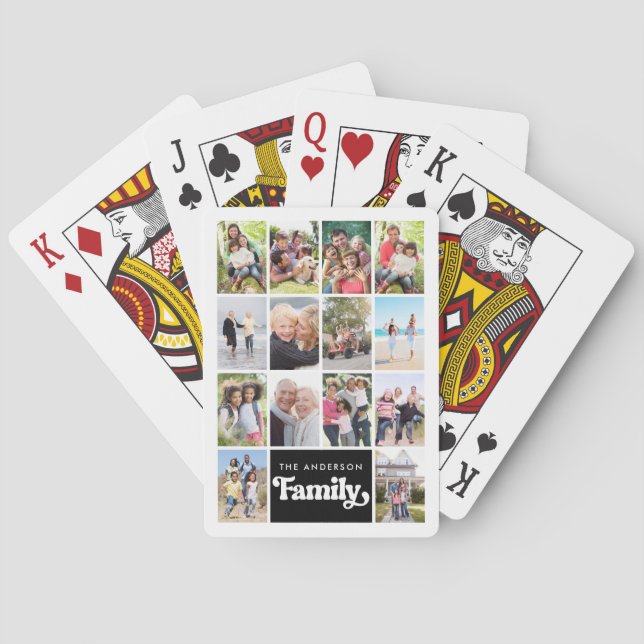 Photo Collage Retro Family 14 Pictures Playing Cards (Back)