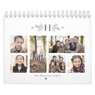 Photo collage rustic monogram photo calendar