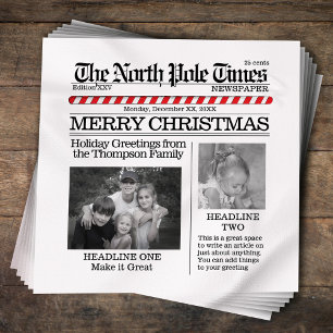 Photo Collage Santa Newspaper Christmas Funny Napkin