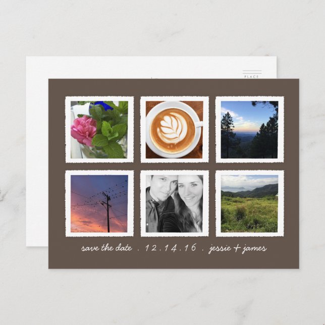 Photo Collage save the date Announcement Postcard (Front/Back)