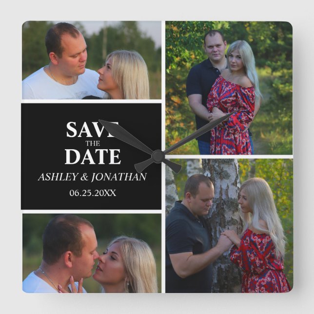 Photo Collage Save The Date  Square Wall Clock (Front)